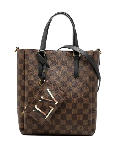 Pre-owned Louis Vuitton 2020 Damier Ebene Belmont Pm Satchel In Brown
