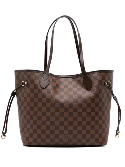 Pre-owned Louis Vuitton 2020 Damier Ebene Neverfull Mm Tote Bag In Brown