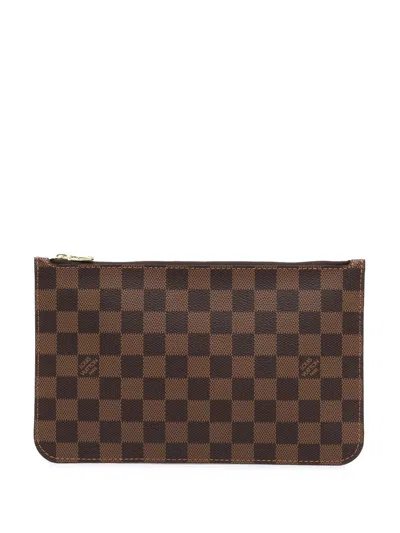 Pre-owned Louis Vuitton 2020 Damier Ebene Neverfull Pouch In Brown
