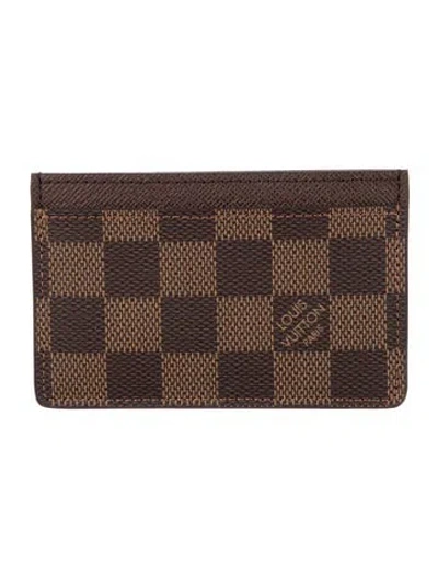 Pre-owned Louis Vuitton 2020 Damier Ebene Pattern Card Case In Brown
