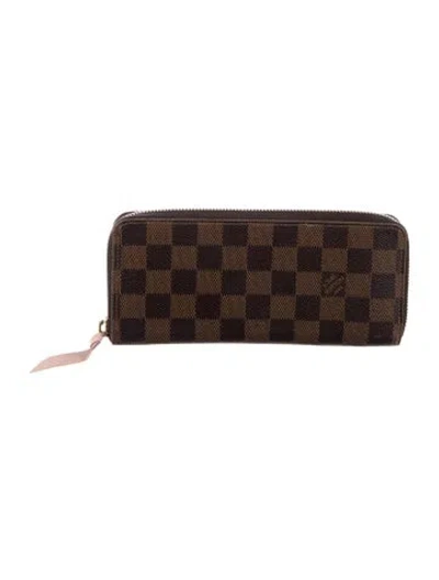 Pre-owned Louis Vuitton 2020 Damier Ebene Pattern Clemence Wallet In Brown