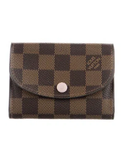 Pre-owned Louis Vuitton 2020 Damier Ebene Pattern Rosalie Coin Purse In Brown