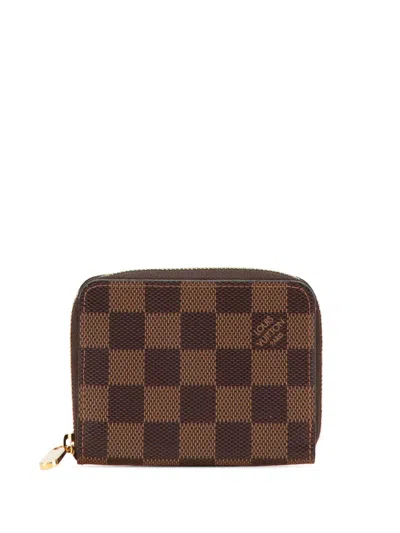 Pre-owned Louis Vuitton 2020 Damier Ebene Zippy Purse Coin Pouch In Brown