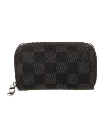 Pre-owned Louis Vuitton 2020 Damier Graphite Pattern Zippy Coin Purse In Black
