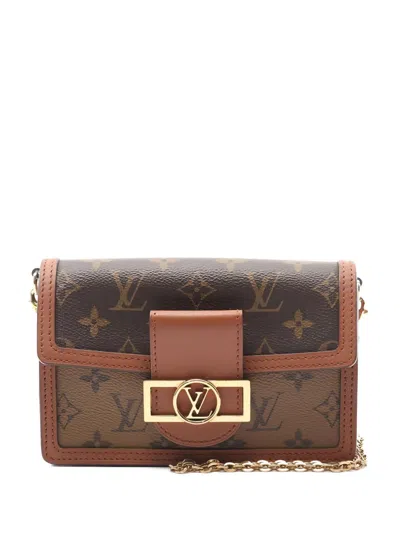 Pre-owned Louis Vuitton 2020 Dauphine Monogram Chain Cross Body Bag In Brown