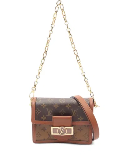 Pre-owned Louis Vuitton 2020 Dauphine Monogram Reverse Mini Shoulder Bag In Brown