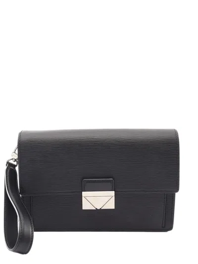 Pre-owned Louis Vuitton 2020 Epi Pochette Thames Clutch Bag In Black
