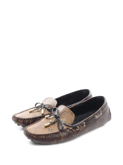 Pre-owned Louis Vuitton 2020 Gloria Line Monogram Canvas Driving Shoes In Brown