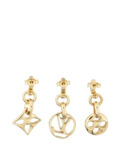Pre-owned Louis Vuitton 2020 Gold Plated Crazy In Lock Drop Push Back Earring Set Costume Earrings