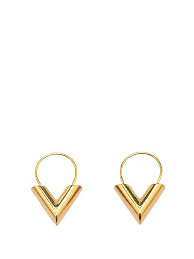 Pre-owned Louis Vuitton 2020 Gold Plated Essential V Hoop Earrings Costume Earrings