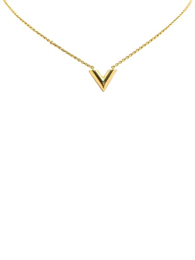 Pre-owned Louis Vuitton 2020 Gold Plated Essential V Necklace Costume Necklace