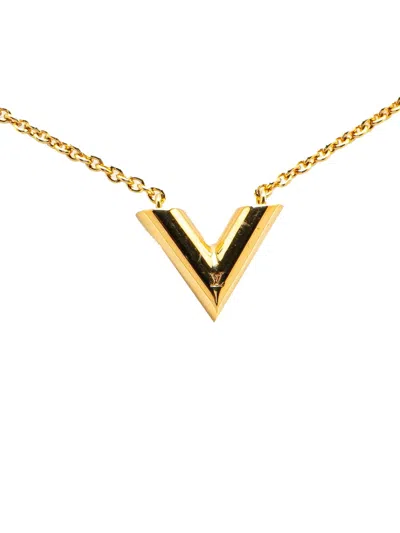 Pre-owned Louis Vuitton 2020 Gold Plated Essential V Necklace Costume Necklace