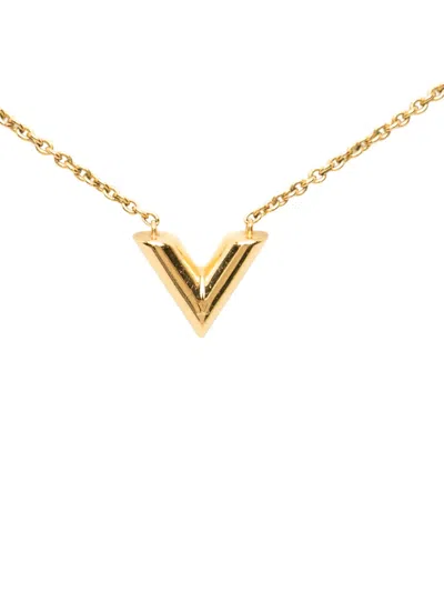 Pre-owned Louis Vuitton 2020 Gold Plated Essential V Necklace Costume Necklace