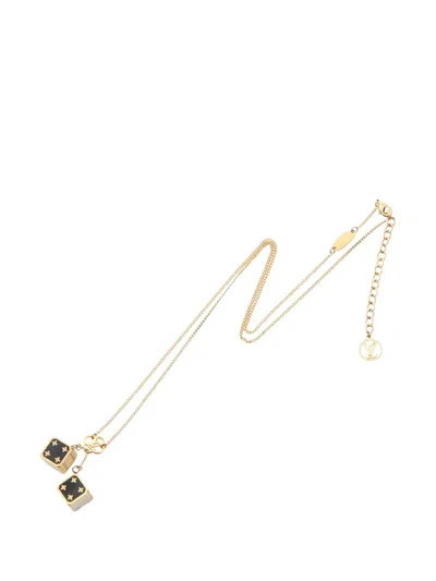 Pre-owned Louis Vuitton 2020 Gold Plated Game On Dice Pendant Necklace Costume Necklace