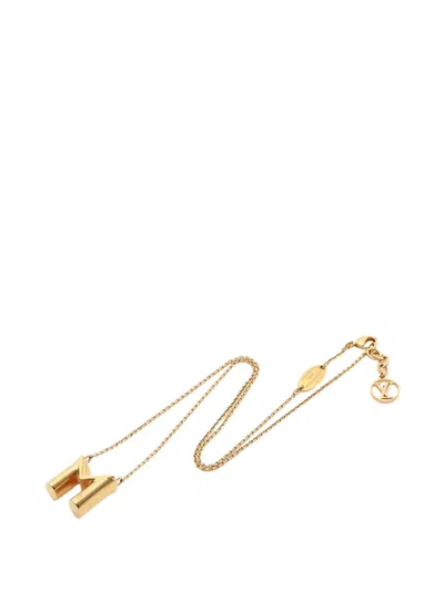 Pre-owned Louis Vuitton 2020 Gold Plated Lv And Me Letter M Necklace Costume Necklace