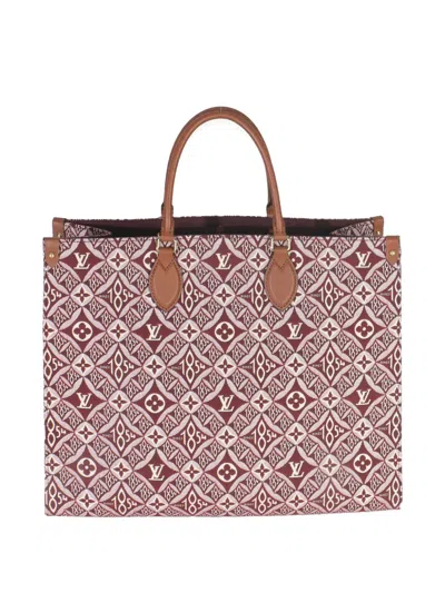 Pre-owned Louis Vuitton 2020 Large Since 1854 Onthego Jacquard Canvas Tote Bag In Red