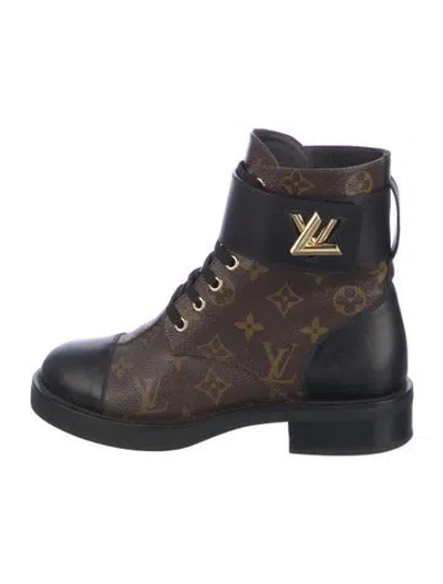 Pre-owned Louis Vuitton 2020 Lv Monogram Combat Boots In Brown