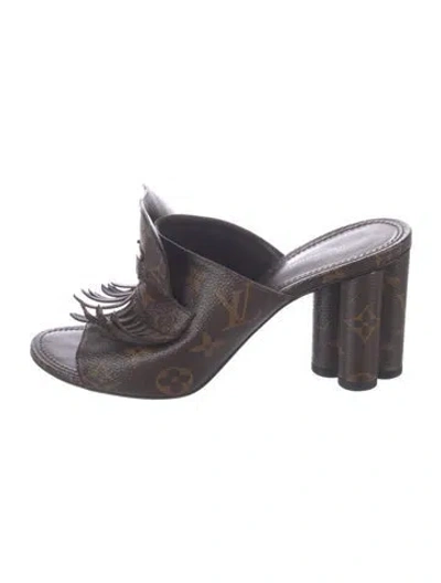 Pre-owned Louis Vuitton 2020 Lv Monogram Mules In Brown