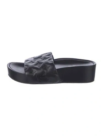 Pre-owned Louis Vuitton 2020 Lv Monogram Slides In Black