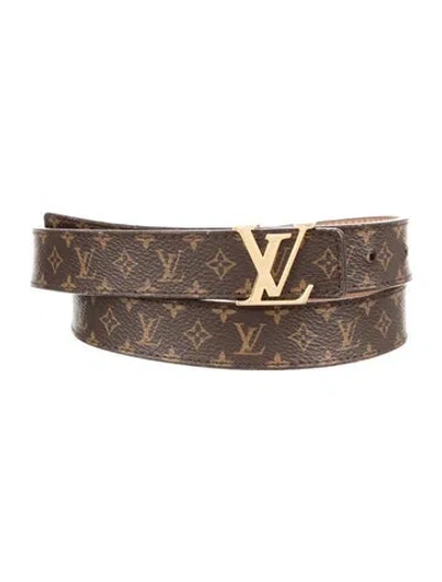 Pre-owned Louis Vuitton 2020 Mini Monogram Lv Initiales 25mm Belt In Brown