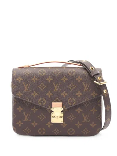 Pre-owned Louis Vuitton 2020 Mm Pochette Metis Two-way Handbag In Brown