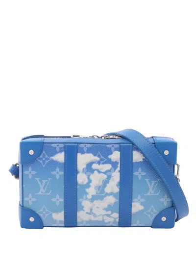 Pre-owned Louis Vuitton 2020 Monogram Clouds Soft Trunk Wallet On Chain Crossbody Bag In Blue