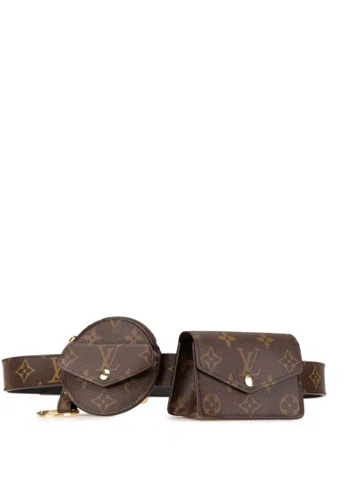 Pre-owned Louis Vuitton 2020 Monogram Daily Multi Pocket Belt Bag In Brown