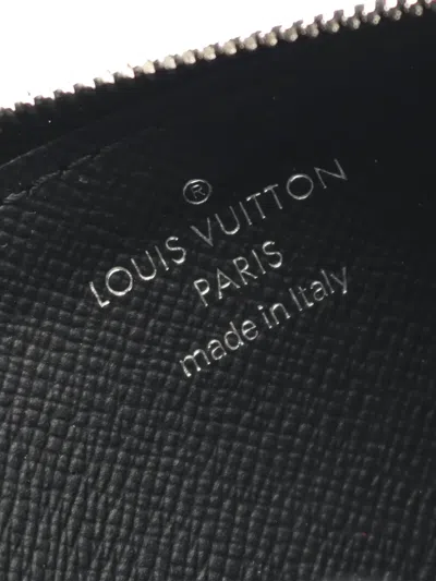 Pre-owned Louis Vuitton 2020 Monogram Eclipse Taigarama Card Holder Coin Pouch In Black