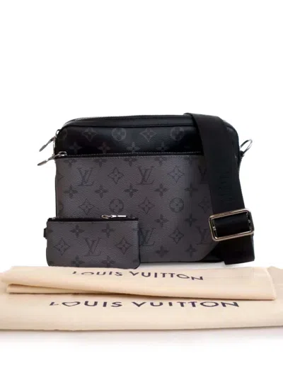 Pre-owned Louis Vuitton 2020 Monogram Eclipse Trio Messenger Crossbody Bag In Black