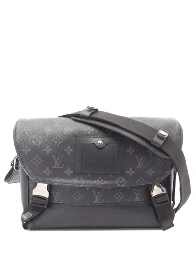 Pre-owned Louis Vuitton 2020 Monogram Eclipse Voyager Pm Crossbody Bag In Black