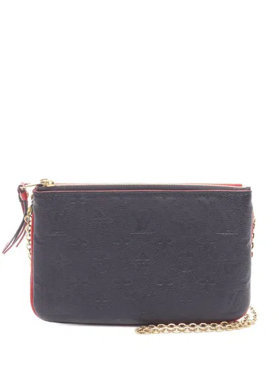 Pre-owned Louis Vuitton 2020 Monogram Empreinte Double Zip Pochette Crossbody Bag In Blue