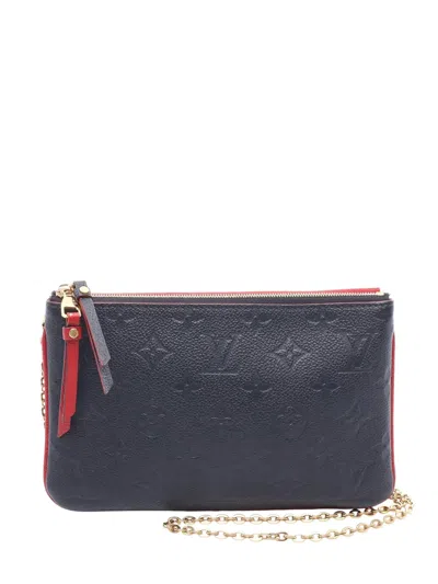 Pre-owned Louis Vuitton 2020 Monogram Empreinte Double Zip Pochette Crossbody Bag In Blue