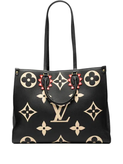 Pre-owned Louis Vuitton 2020 Monogram Empreinte Giant Crafty Onthego Gm Satchel In Black