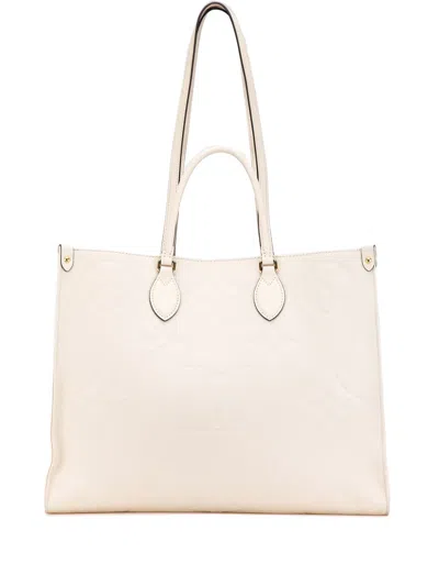 Pre-owned Louis Vuitton 2020 Monogram Empreinte Onthego Gm Satchel In White