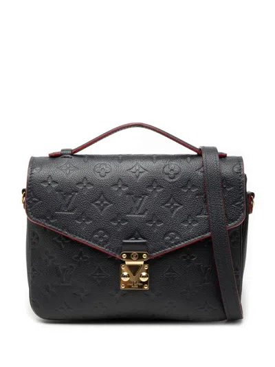 Pre-owned Louis Vuitton 2020 Monogram Empreinte Pochette Metis Satchel In Blue