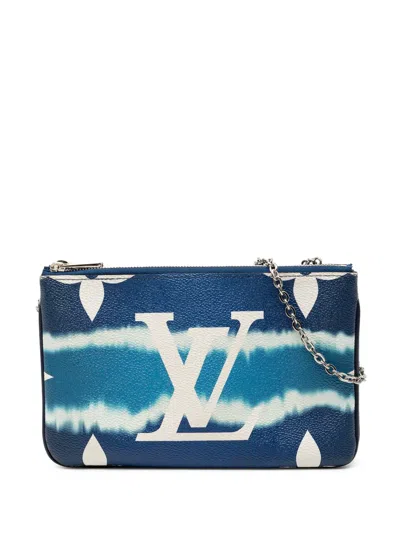 Pre-owned Louis Vuitton 2020 Monogram Escale Double Zip Pochette Crossbody Bag In Blue