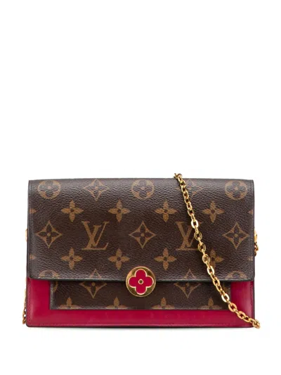 Pre-owned Louis Vuitton 2020 Monogram Flore Wallet On Chain Crossbody Bag In Brown