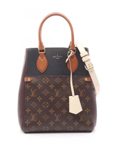 Pre-owned Louis Vuitton 2020 Monogram Fold Tote Mm Satchel In Black