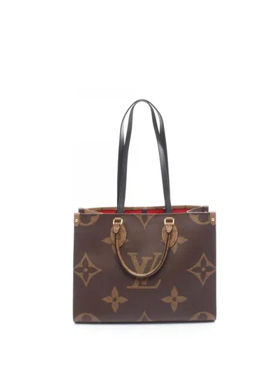Pre-owned Louis Vuitton 2020 Monogram Giant Onthego Mm Satchel In Brown