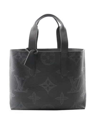 Pre-owned Louis Vuitton 2020 Monogram Giant Shadow Cabas Voyage Nv Tote Bag In Black