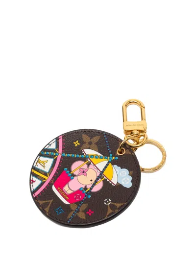 Pre-owned Louis Vuitton 2020 Monogram Illustre Vivienne Funfair Bag Charm Key Chain In Brown