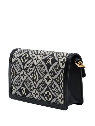 Pre-owned Louis Vuitton 2020 Monogram Jacquard Since 1854 Dauphine Chain Wallet Crossbody Bag In Black