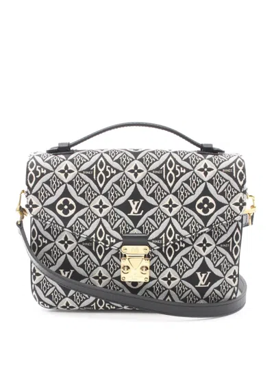 Pre-owned Louis Vuitton 2020 Monogram Jacquard Since 1854 Pochette Metis Satchel In Black