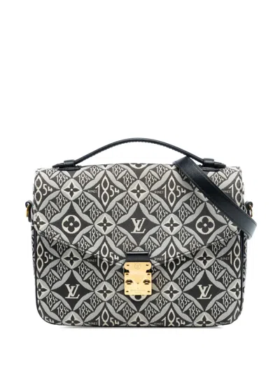 Pre-owned Louis Vuitton 2020 Monogram Jacquard Since 1854 Pochette Metis Satchel In Black