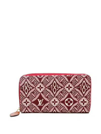 Pre-owned Louis Vuitton 2020 Monogram-jacquard Wallet In Red