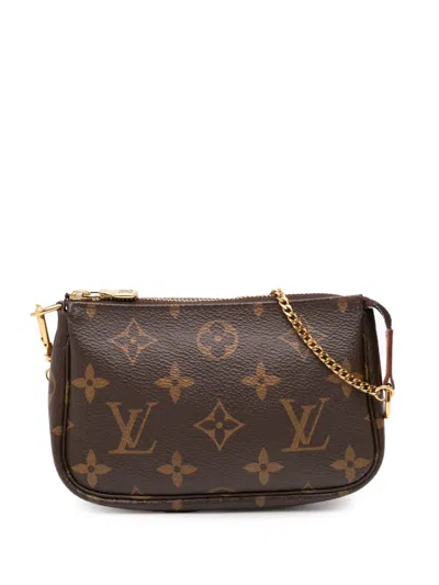 Pre-owned Louis Vuitton 2020 Monogram Mini Pochette Accessoires Handbag In Brown