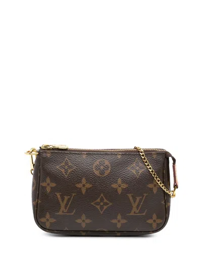 Pre-owned Louis Vuitton 2020 Monogram Mini Pochette Accessoires Handbag In Brown