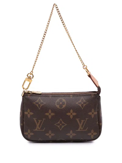 Pre-owned Louis Vuitton 2020 Monogram Mini Pochette Accessoires Handbag In Brown