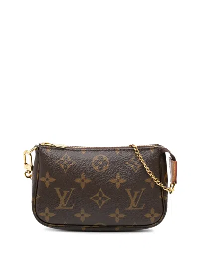 Pre-owned Louis Vuitton 2020 Monogram Mini Pochette Accessoires Handbag In Brown