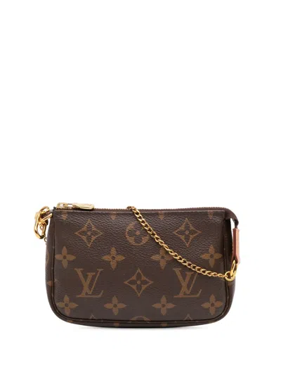 Pre-owned Louis Vuitton 2020 Monogram Mini Pochette Accessoires Handbag In Brown